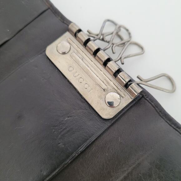 GUCCI GG Logo 6 Key Holder Wallet Case Leather Small Unisex Brown Trifold - Picture 5 of 9